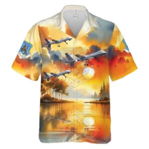 Iowa Air National Guard 132nd Wing Hawkeyes MQ 9 Reaper Hawaiian Shirt Man 2