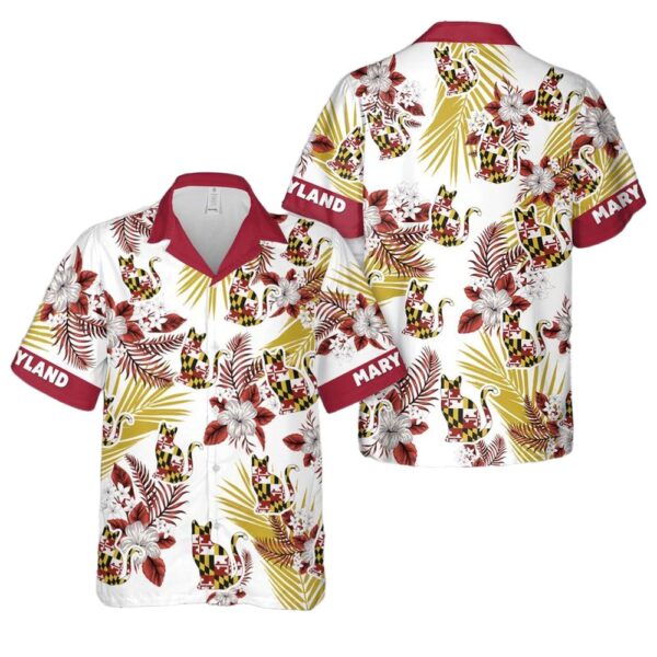 Maryland Flag Cat Hawaiian Shirt Outfit