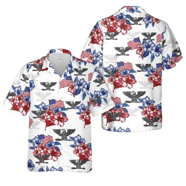 US Army Colonel Rank Button Up Hawaiian Shirt