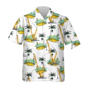 Construction Liebherr Crawler Crane LR 11000 Aloha Hawaiian Shirt 1