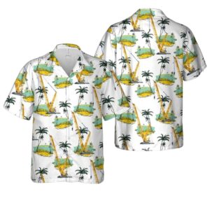 Construction Liebherr Crawler Crane LR 11000 Aloha Hawaiian Shirt 2