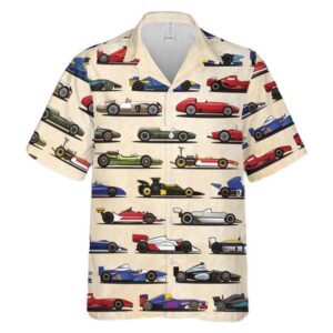 Grand Prix Racing Cars Button Up Hawaiian Shirt 1
