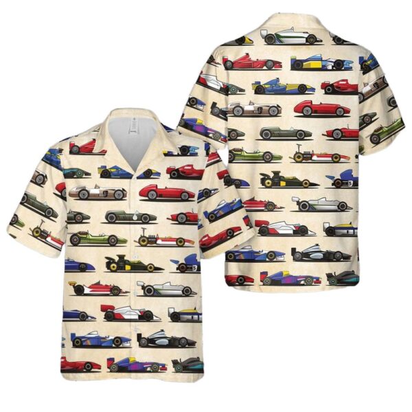 Grand Prix Racing Cars Button Up Hawaiian Shirt